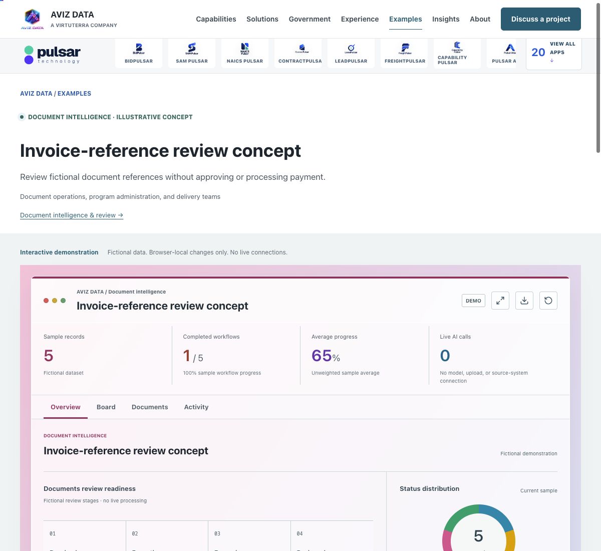 Screenshot of the fictional invoice-reference review concept demonstration